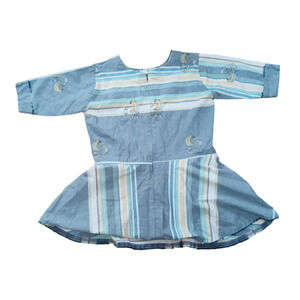 SAAR by Rajkumar's moon feather embroidered flax striped peplum top size S